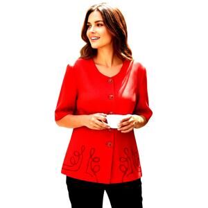 Jessica Howard 28 W Women's Blazer Red Suit Coat Plus Size 4X 4XL Jacket